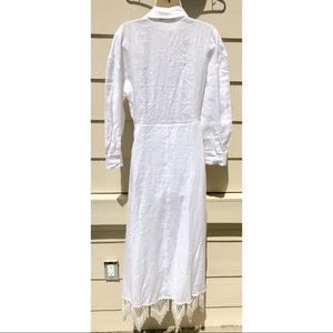 zara fringed linen wrap dress